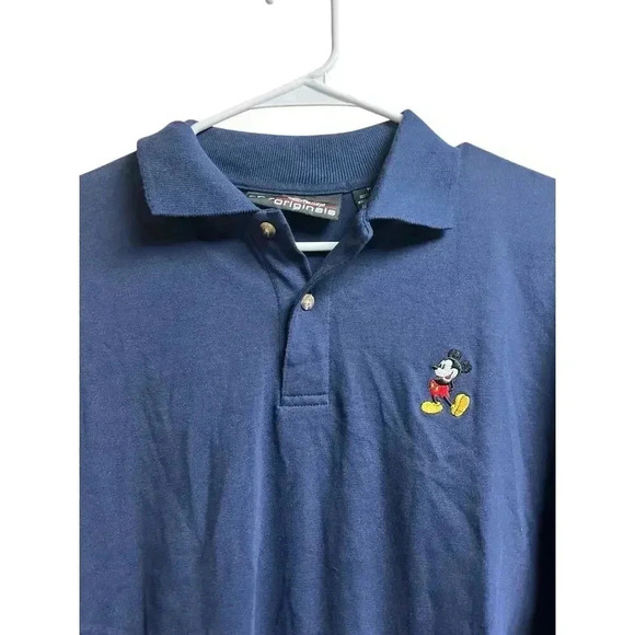Disney Originals Short Sleeve Cotton Polo Men's Shirt Medium Navy Blue - Picture 4 of 8